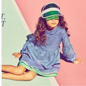 Janie and Jack polka dot striped blue green dress size 4